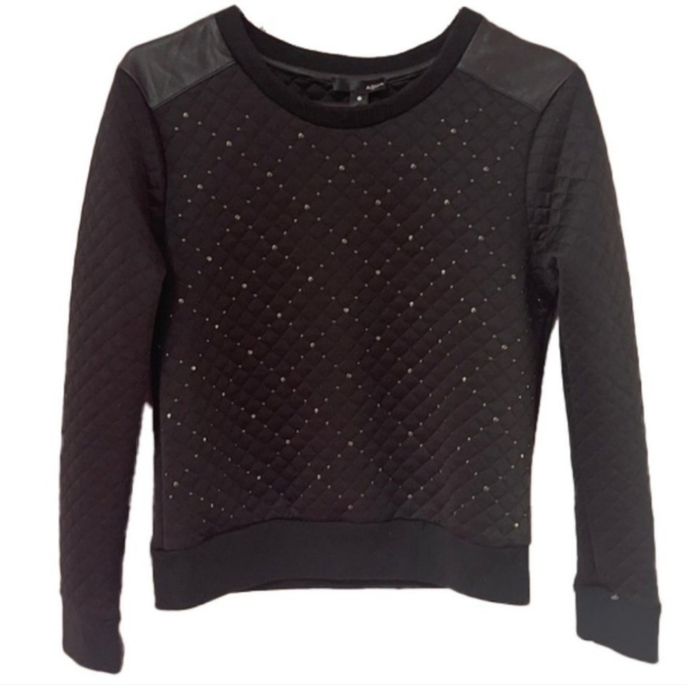 NEW AQUA Quilted with silver studs stunning long sleeve top NWT